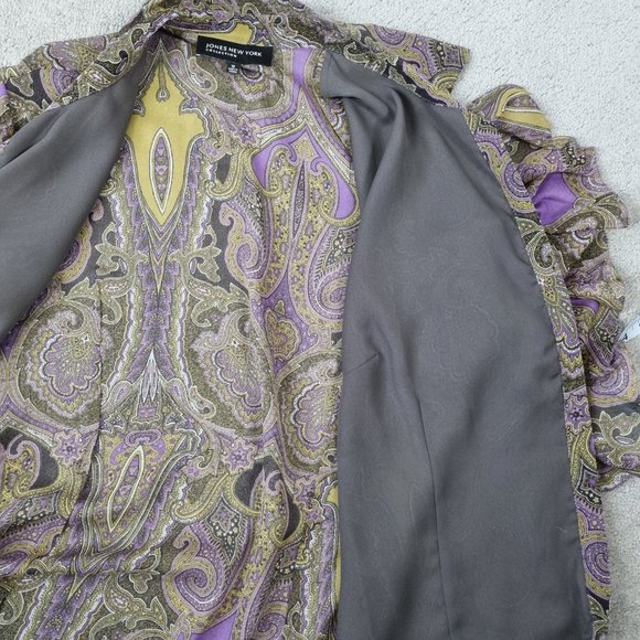 100 % Silk Jones New York Collection Short Sleeve Paisley Blouse Size 12 - Picture 8 of 10